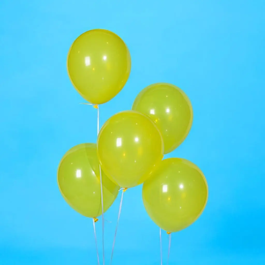 Five Yellow Helium Balloons 0092